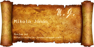 Mikola Jónás névjegykártya